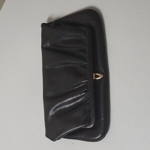 VINTAGE Foldable black Leather Clutch